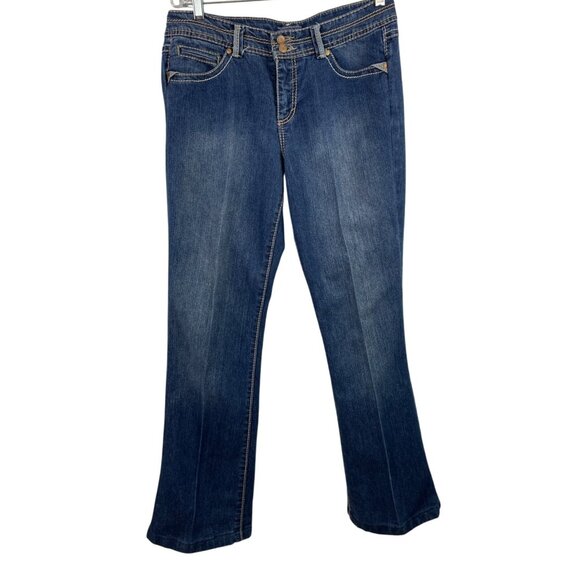 Bandolino Denim - Bandolino Womens Missy Size 8 Embellished Pocket Bootcut Jeans Medium Wash Denim